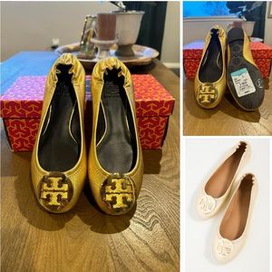 Tory Burch Women’s Reva Ballet Flats in Gold. Size: 6